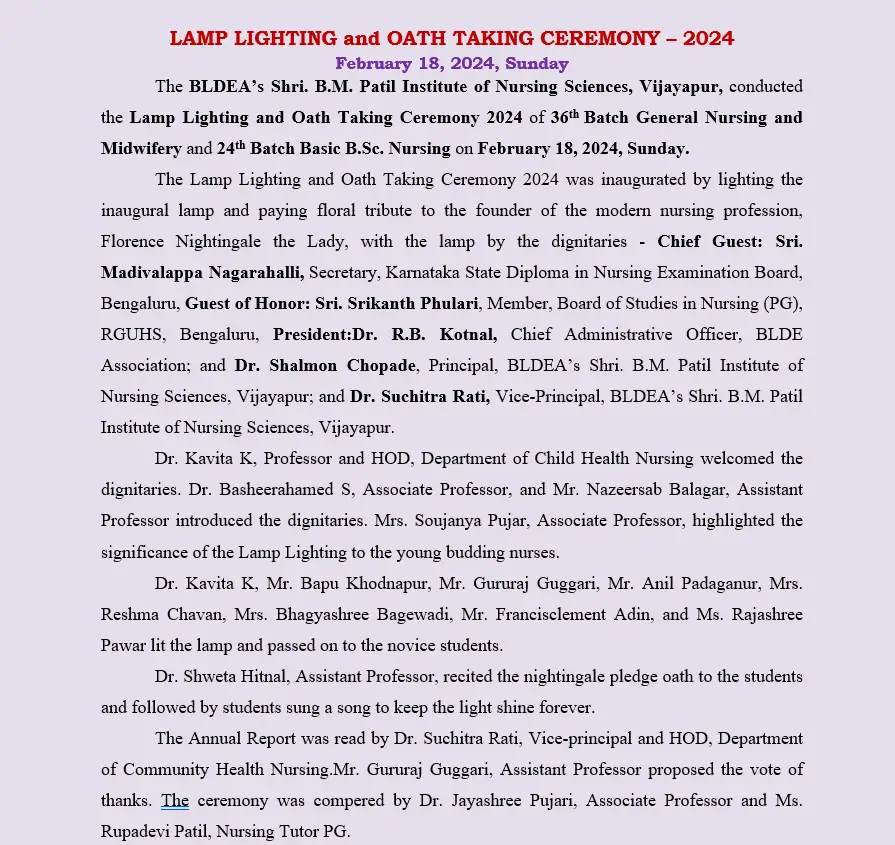 Lamp Lighting Ceremony